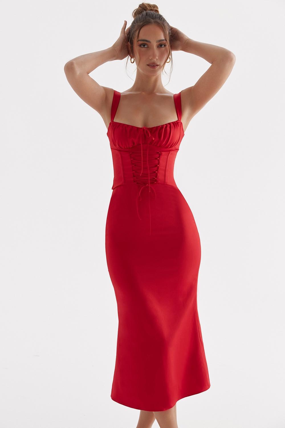 Valencia Red Rose Corset Dress Product Image