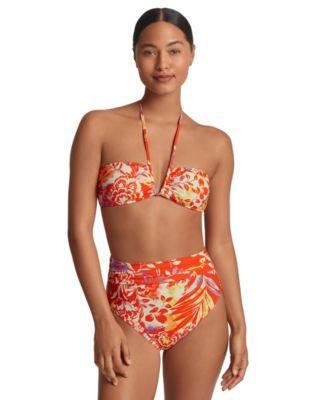 Lauren Ralph Lauren Womens Shirred Bikini Top High Waist Bottoms Product Image