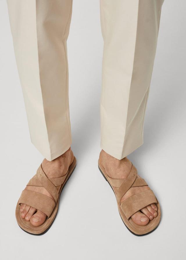 MANGO MAN - Split leather sandal with crossed straps sandMen Product Image