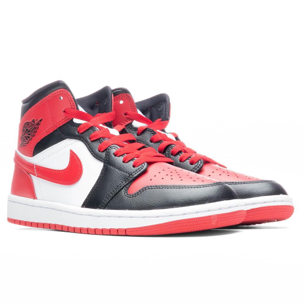 Air Jordan 1 Mid Women's - Black/Gym Red/White Female Product Image