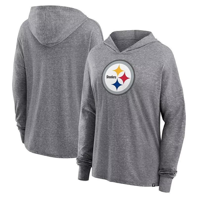 Womens Fanatics Heather Gray Pittsburgh Steelers Cozy Primary Pullover Hoodie Product Image