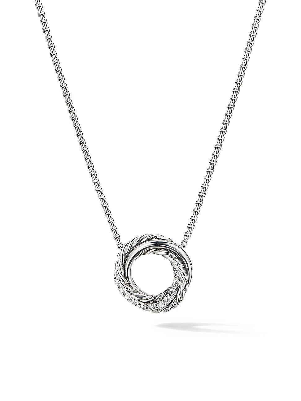 Womens Crossover Mini Pendant Necklace with Diamonds Product Image