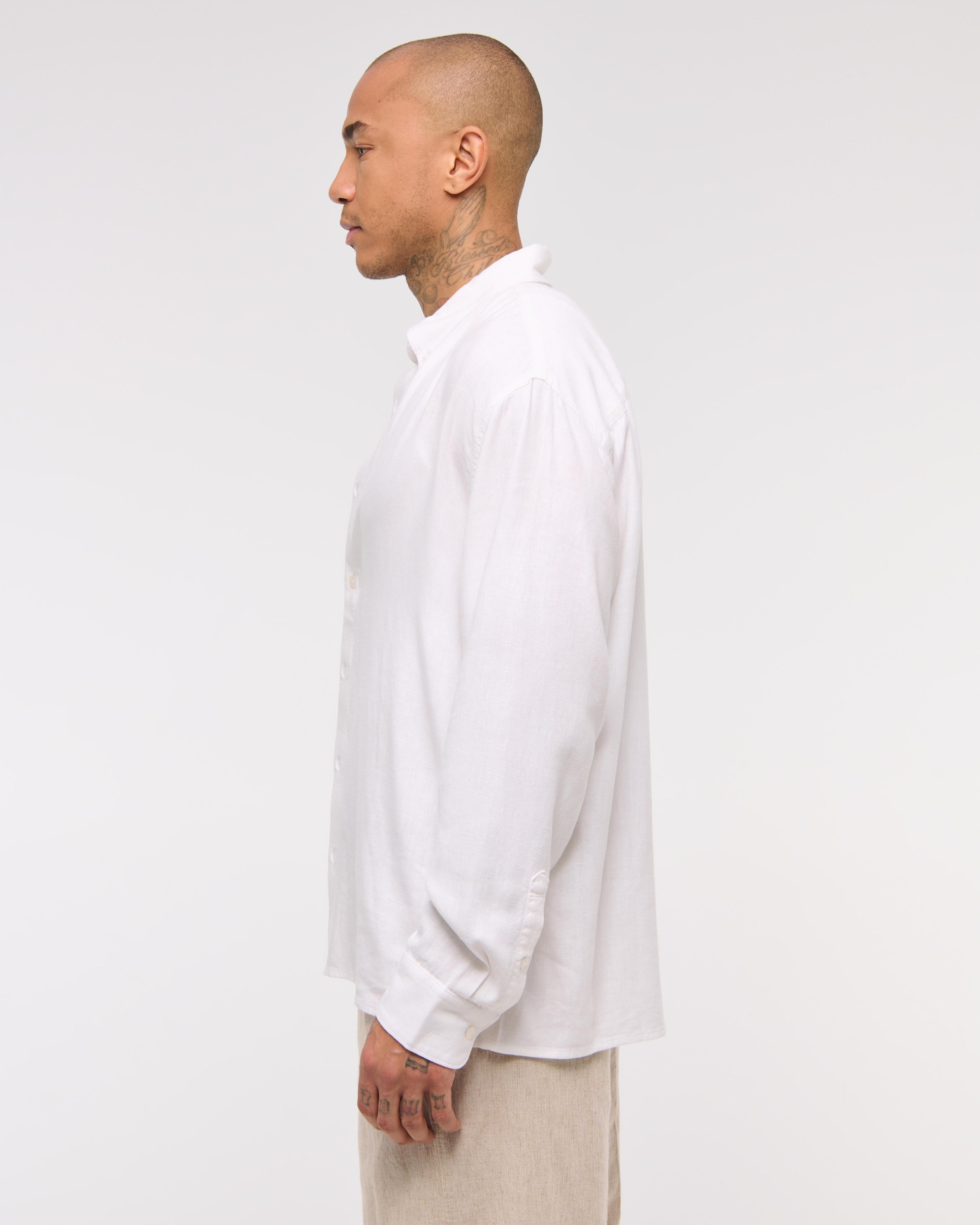 Summer Linen-Blend Button-Up Shirt Product Image