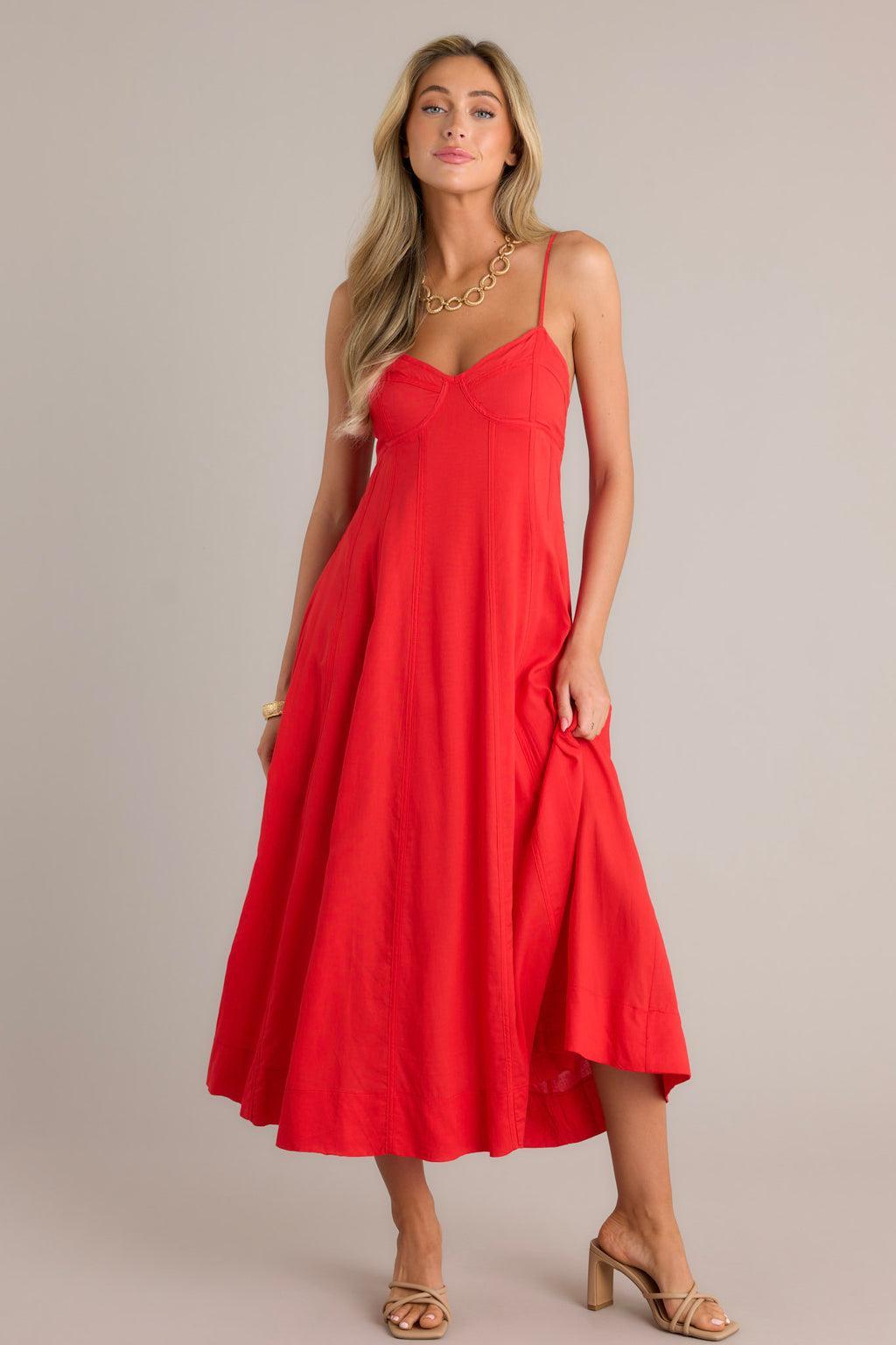 Celestial Beauty Red Bustier Maxi Dress Product Image