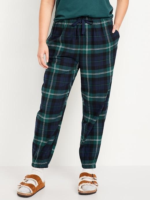 High-Waisted Flannel Pajama Joggers Product Image