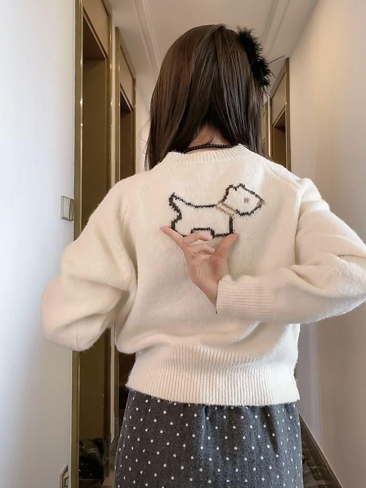 Crewneck Dog Jacquard Sweater Product Image