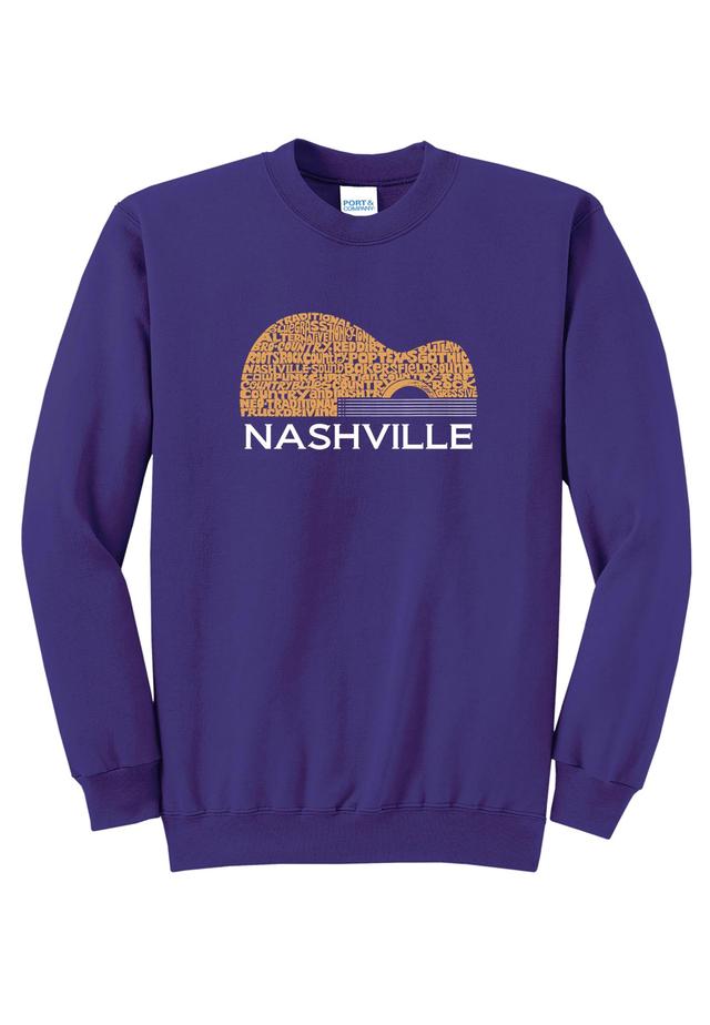 LA Pop Art Women's Word Art Nashville Guitar Sweatshirt Product Image