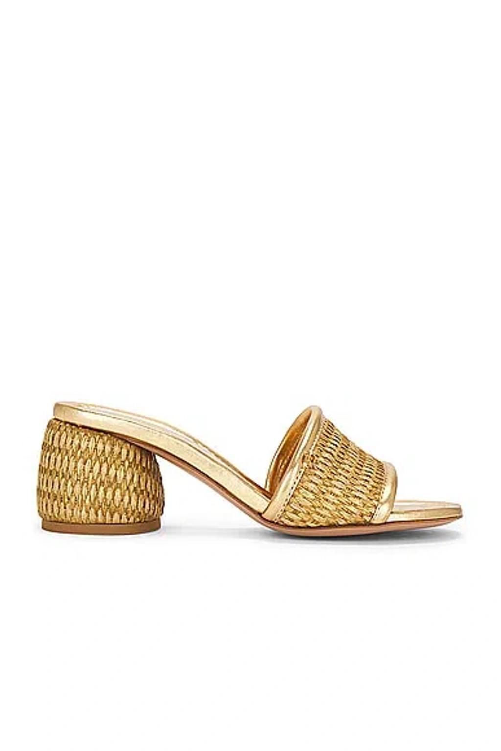 GIANVITO ROSSI Marbella 60 Metallic Leather-trimmed Raffia Sandals In Mekong product image