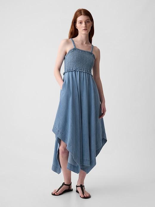 Denim Handkerchief Hem Midi Dress Product Image