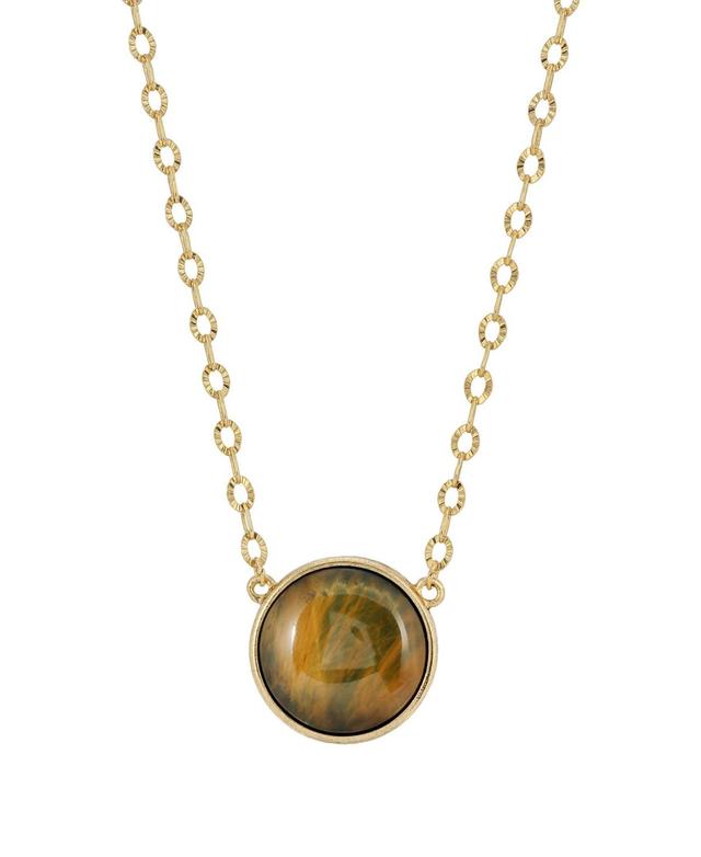 1928 Gold Tone Simulated Honey Tiger Eye Necklace, Womens Product Image