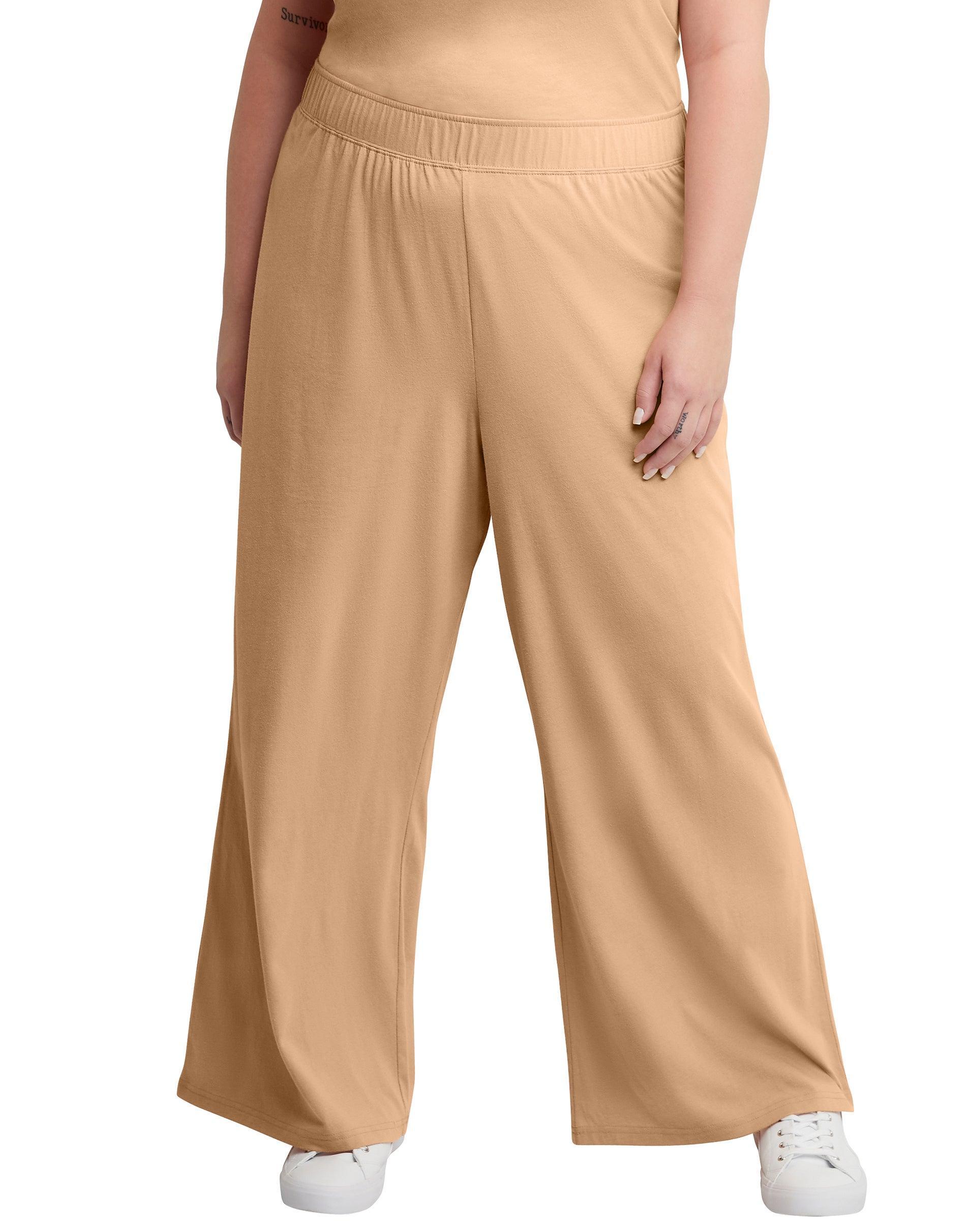 Hanes Originals Womens Soft Wash Jersey Pants, 28 (Plus Size) Java Frost Tan 2X Product Image