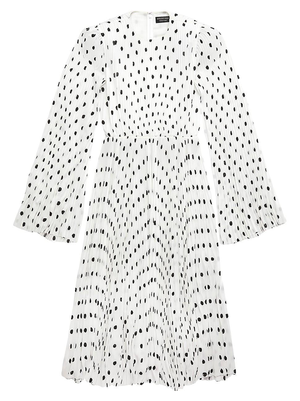 Womens Hand Drawn Polka Dot Pleated Dress Product Image