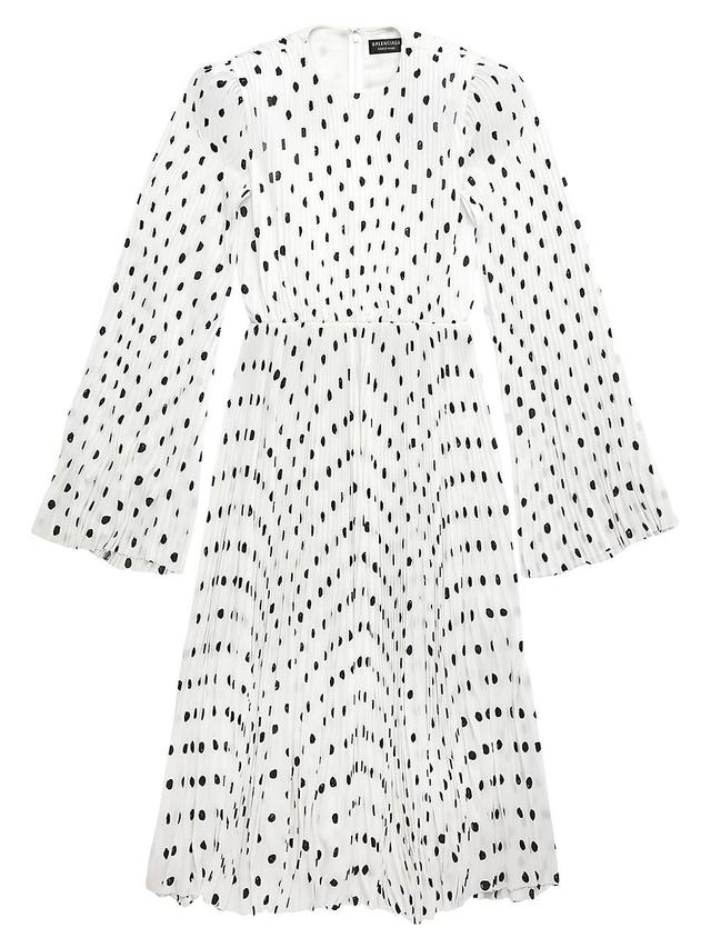 Womens Hand Drawn Polka Dot Pleated Dress Product Image