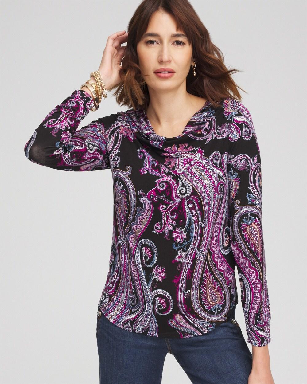 Touch of Cool™ Paisley Cowl Neck Tee Product Image