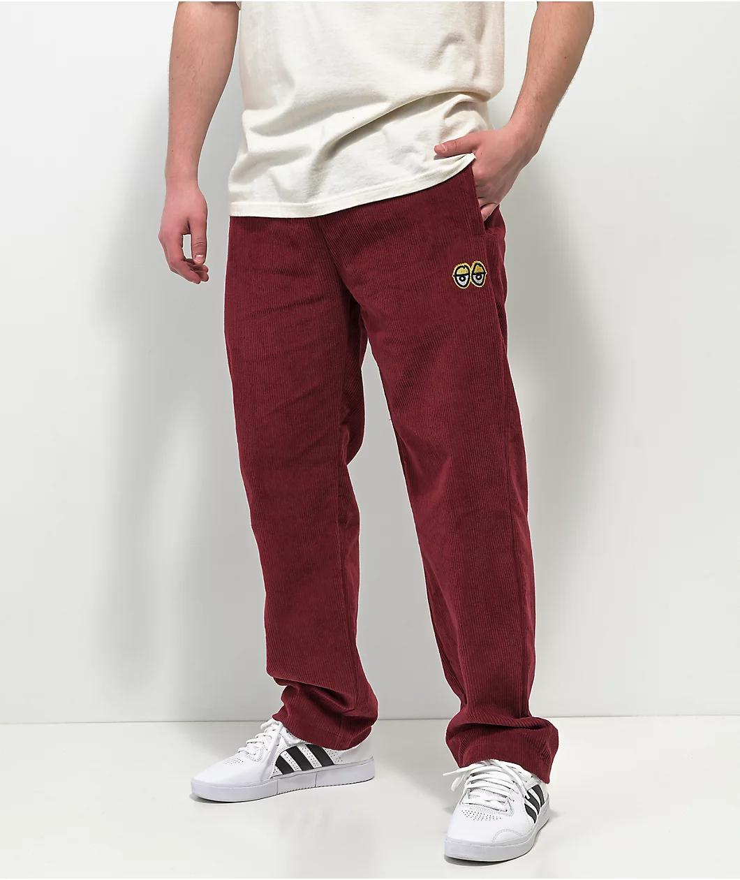 Krooked Kords Burgundy Corduroy Elastic Waist Skate Pants Product Image