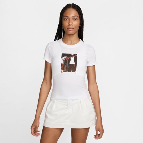 Nike Womens Nike Chill Knit Mid Crop Photo T-Shirt - Womens White Product Image