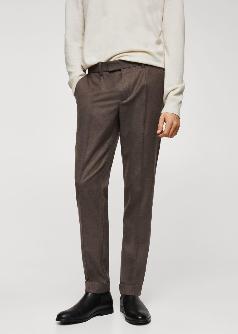 MANGO MAN - Pleat detail wool pants medium brownMen Product Image