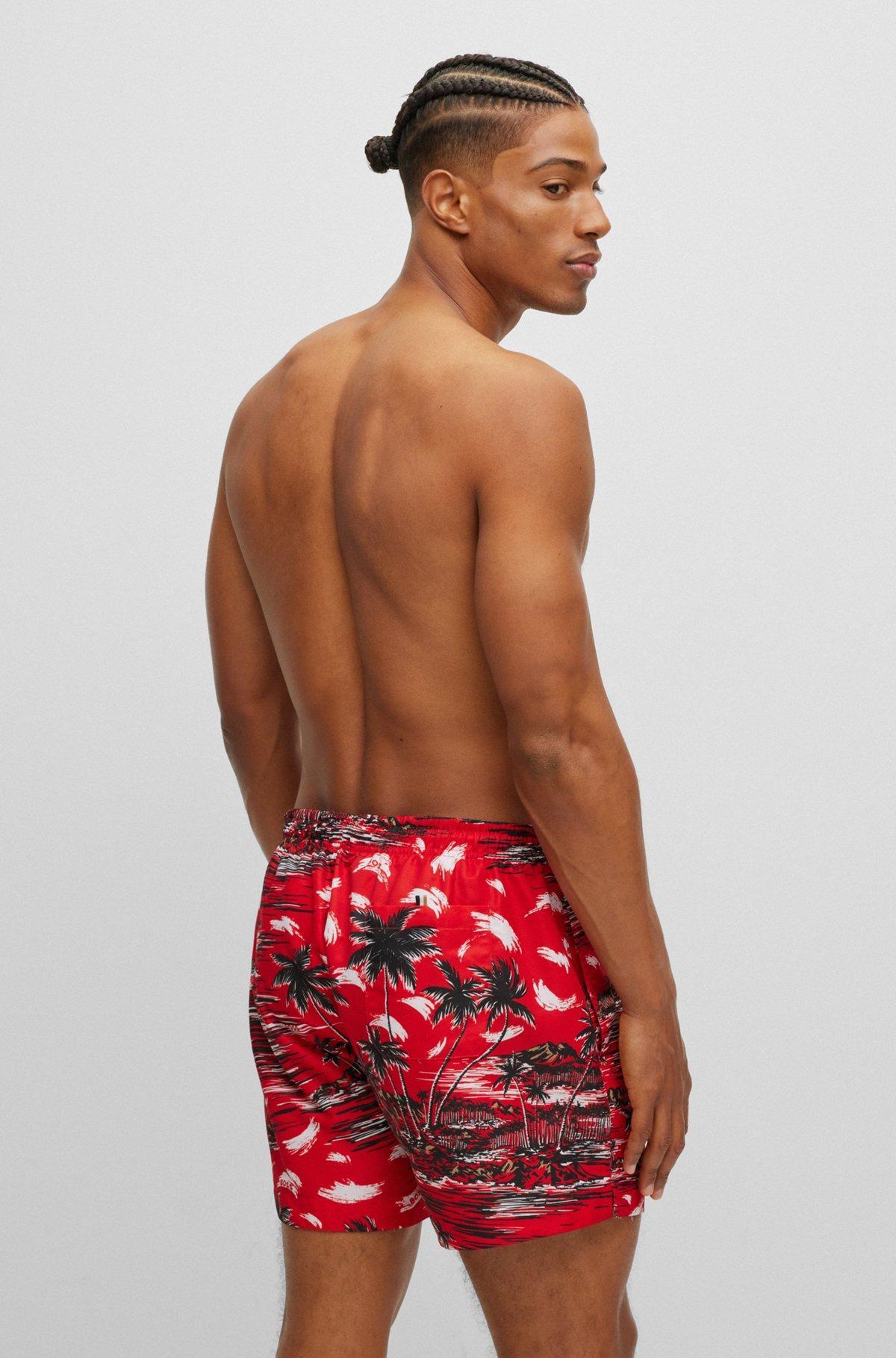 Seasonal-print swim shorts in quick-drying fabric Product Image