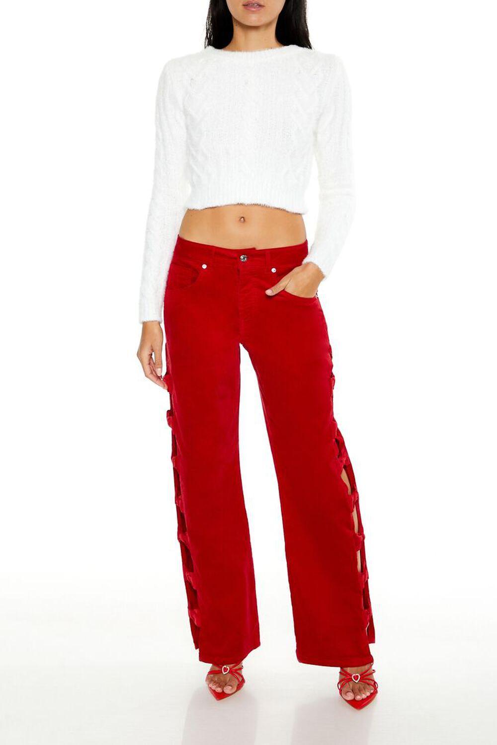 Bow Velvet Cutout Pants | Forever 21 Product Image