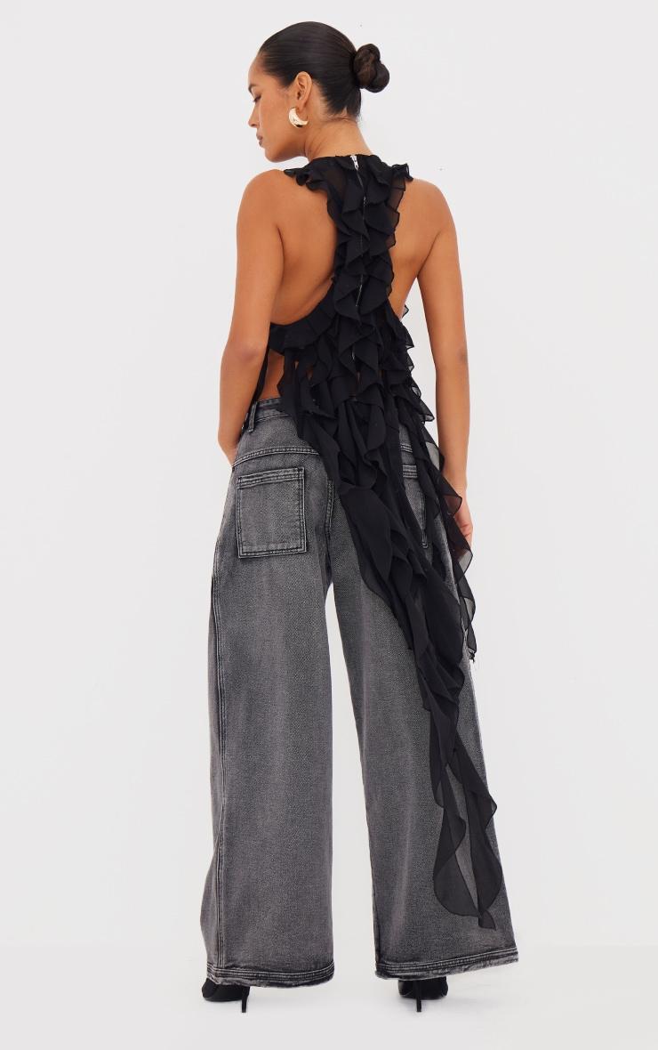 Black Ruffle Train Crop Top Product Image