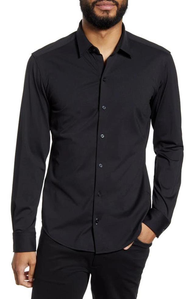 Robbie Regular Fit Button-up Performance Shirt In Black Product Image