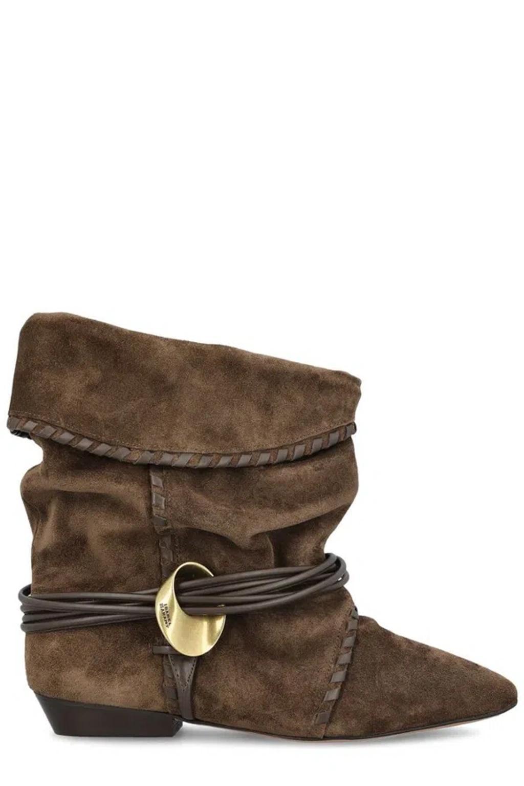 Strap Around Ankle Boots In Brown product image