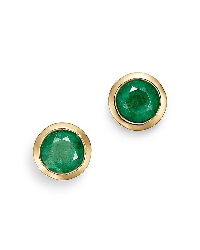 Bloomingdale's Emerald Bezel Stud Earrings in 14K Yellow Gold - 100% Exclusive - Female Product Image