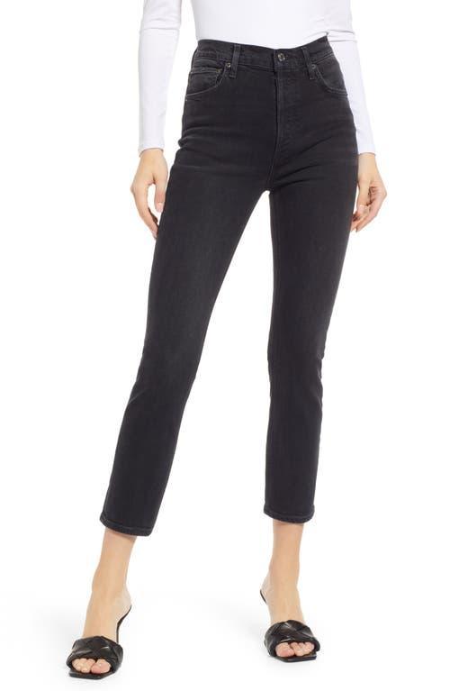 AGOLDE Riley High-Rise Straight Crop Jeans By AGOLDE in Black Size 29 Product Image