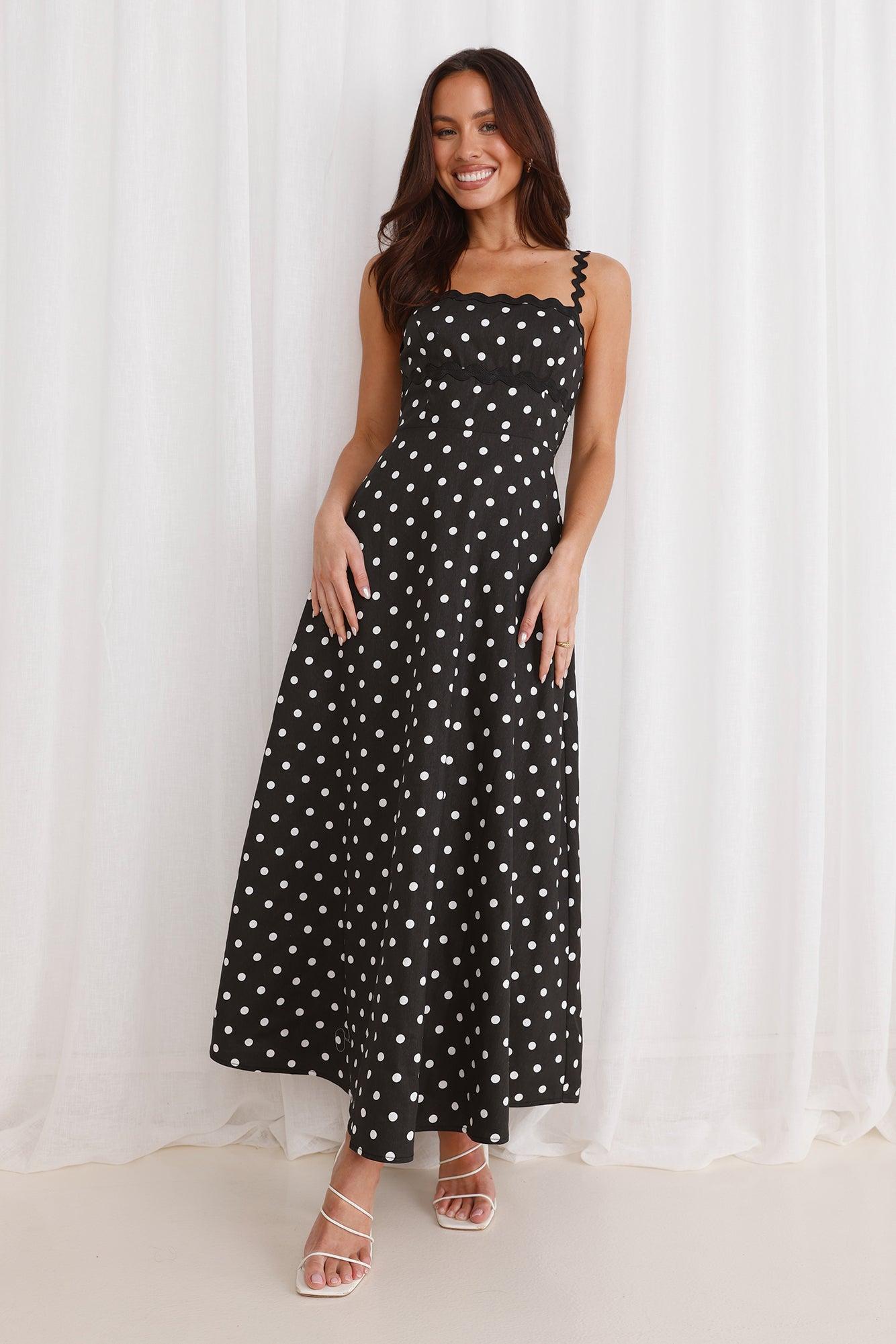 Vintage Vibes Polka Dot Maxi Dress Black Product Image