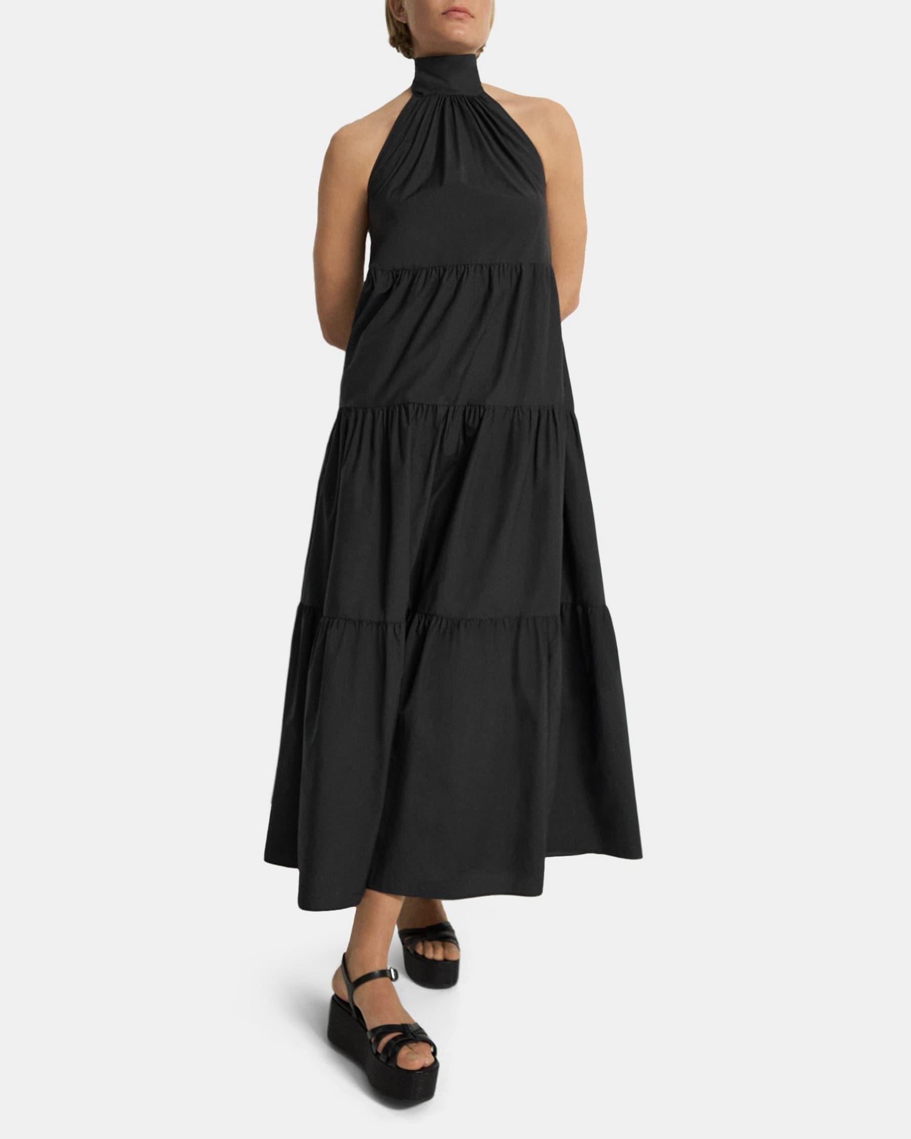 Tiered Halter Maxi Dress in Cotton Blend Product Image