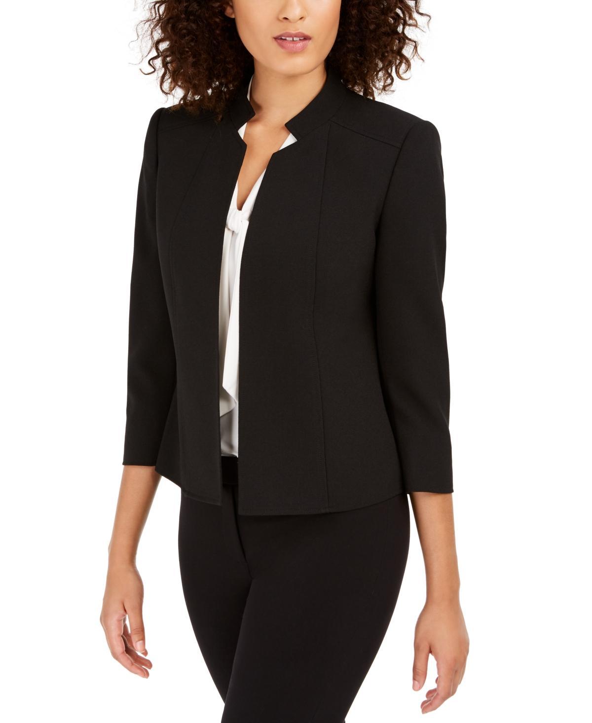 Anne Klein Stretch Crepe Seamed 34 Sleeve Open Front Jacket Product Image