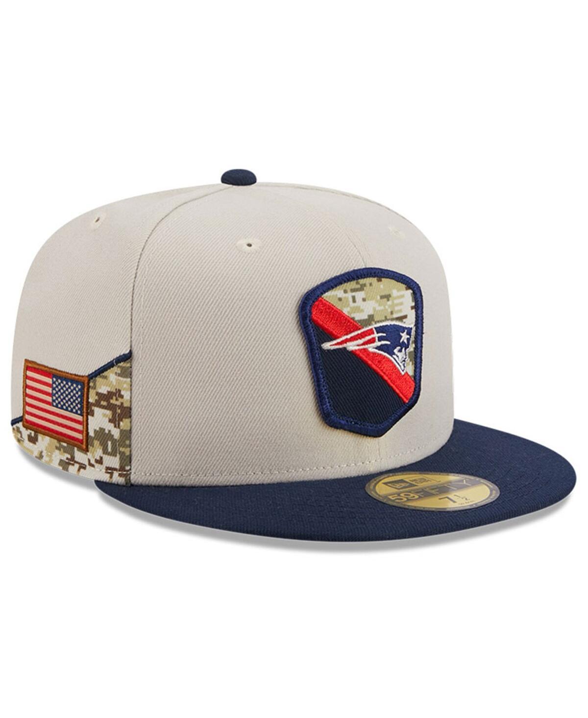 Mens New Era Stone/Navy New England Patriots 2023 Salute To Service 59FIFTY Fitted Hat Product Image