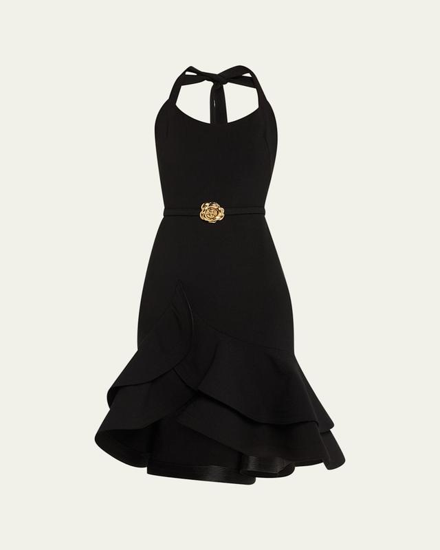 Oscar de la Renta Tiered Ruffle Halter Dress Product Image