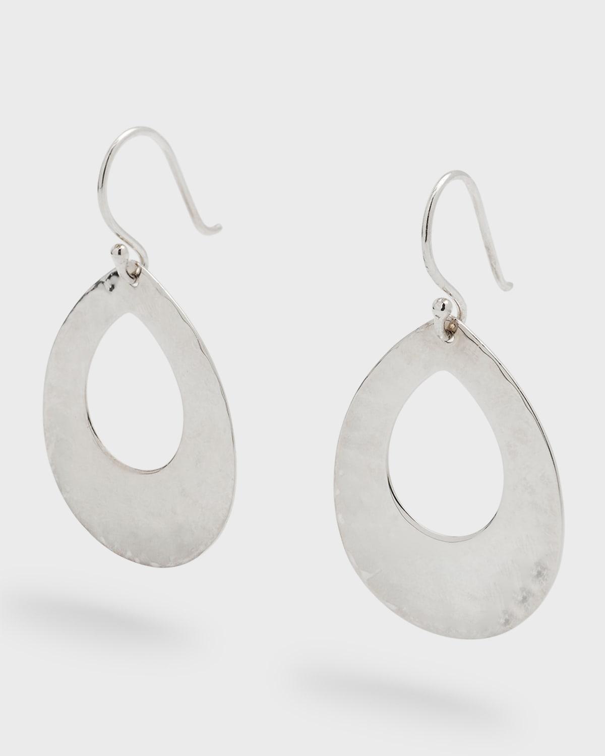 Womens Classico Sterling Silver Crinkled Small Open Teardrop Earrings Product Image