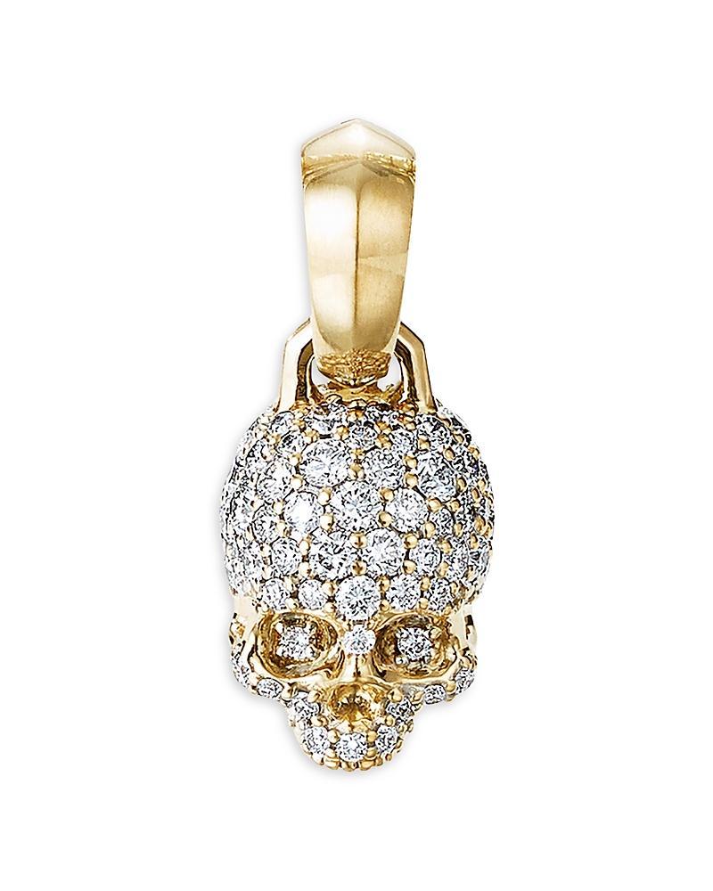 Womens Skull Charm With Full Pav Diamonds & 18K Yellow Gold Product Image