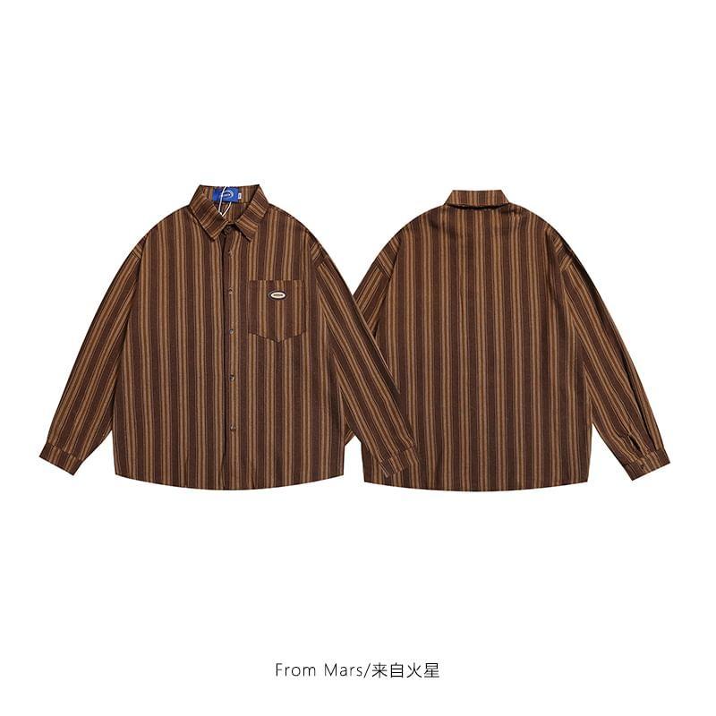 Long Sleeve Collared Striped Button Up Shirt Product Image