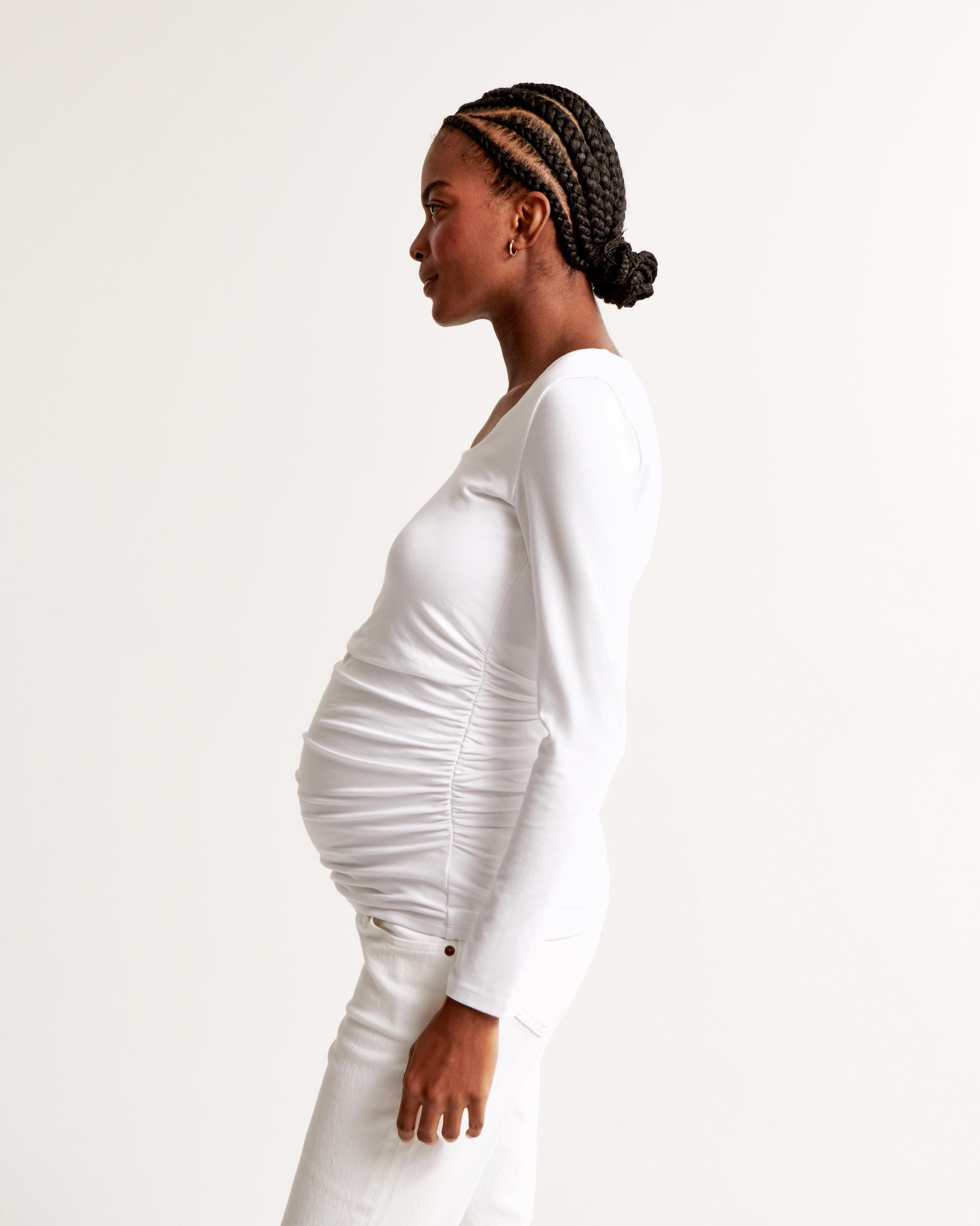 Maternity Long-Sleeve Cotton-Blend Seamless Fabric Top Product Image