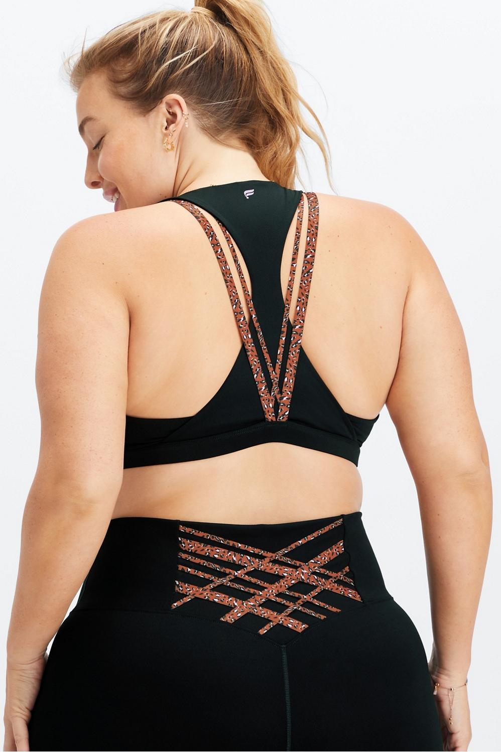 Fabletics Kessler Medium Impact Sports Bra Womens black plus Size 1X Product Image