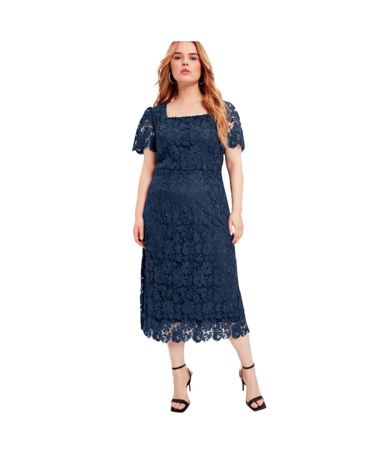 June + Vie Womens June + Vie Square-Neck Lace Jessica Dress Product Image