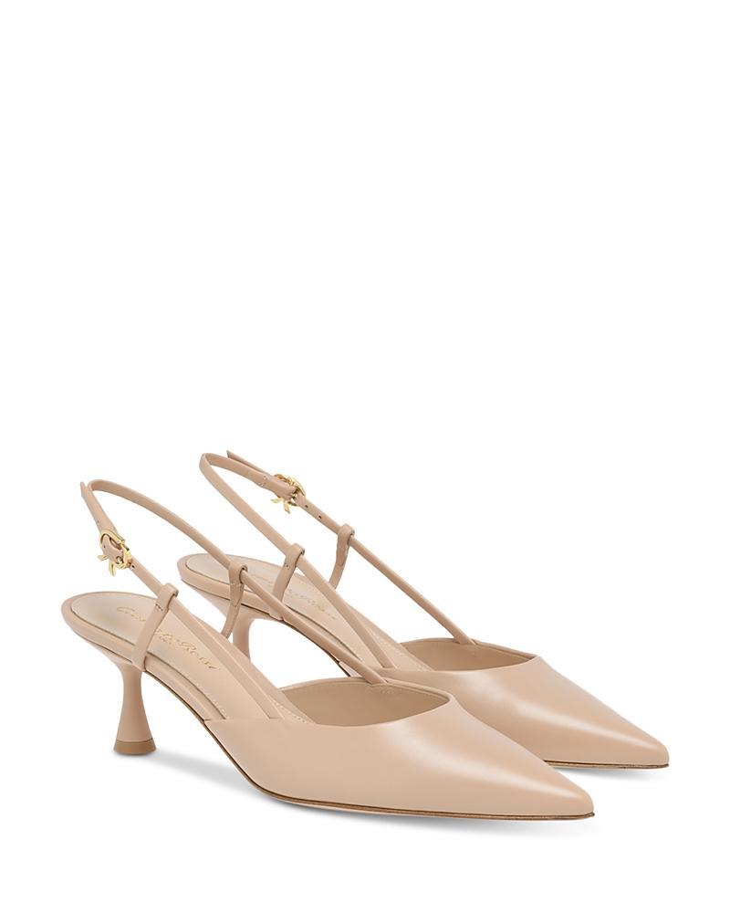 Gianvito Rossi Vitello Kitten Heel Slingback Pointed Toe Pump Product Image