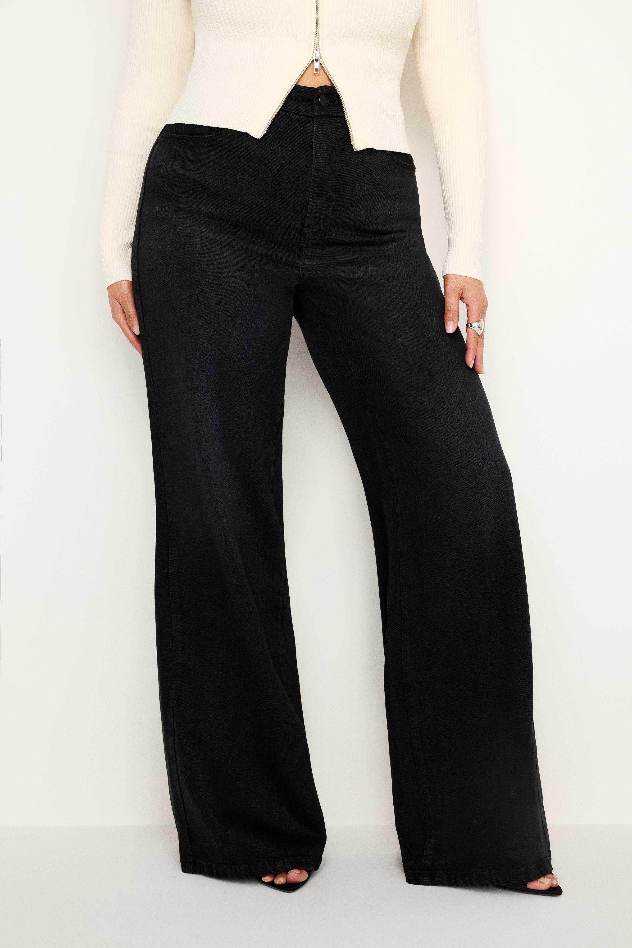 SOFT-TECH GOOD WAIST PALAZZO JEANS | BLACK344 Product Image