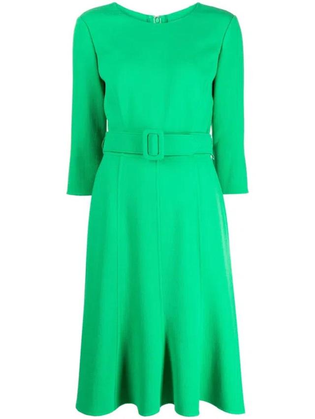 Belted Midi Dress In Green Product Image