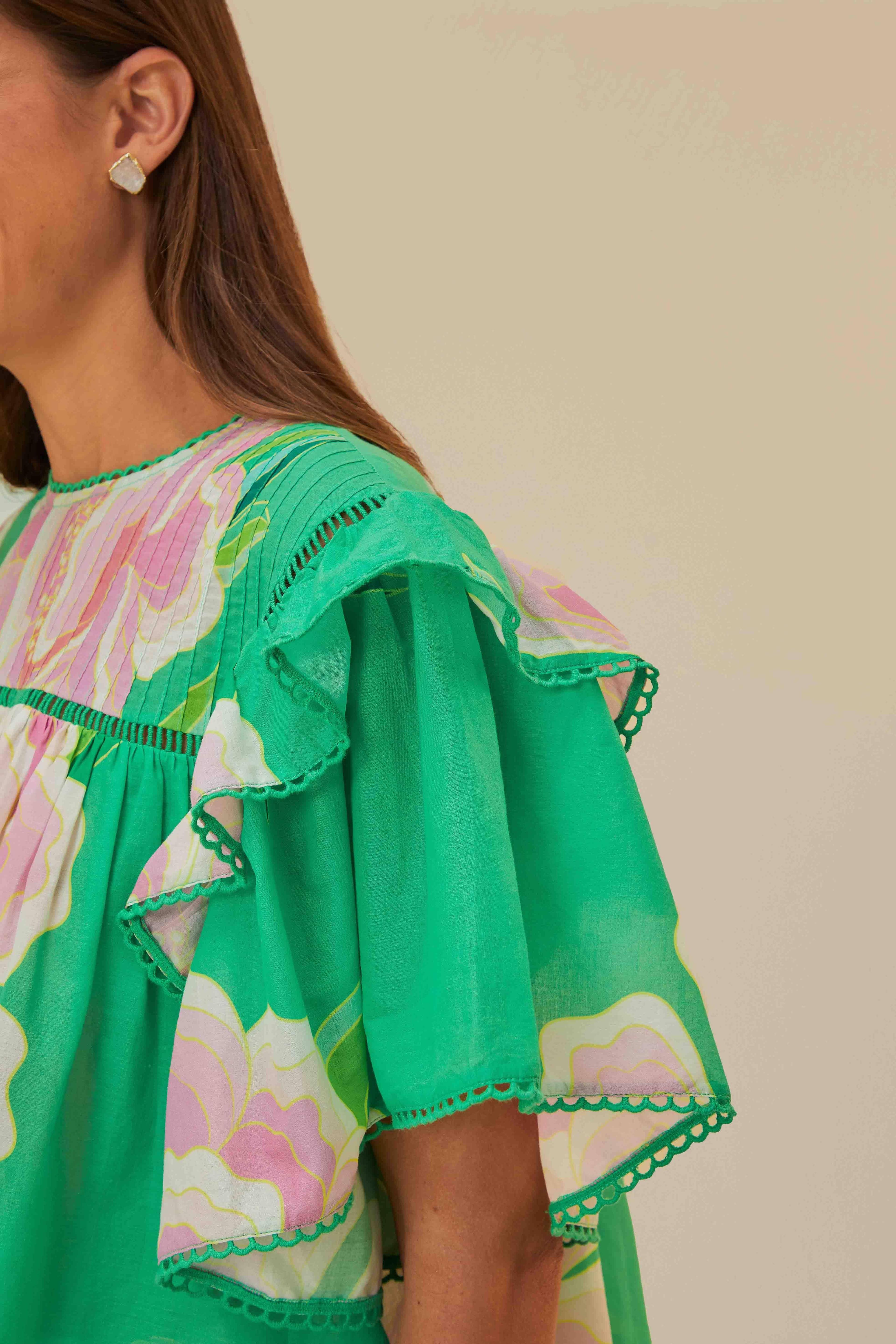 Green Floral Vibing Blouse Product Image