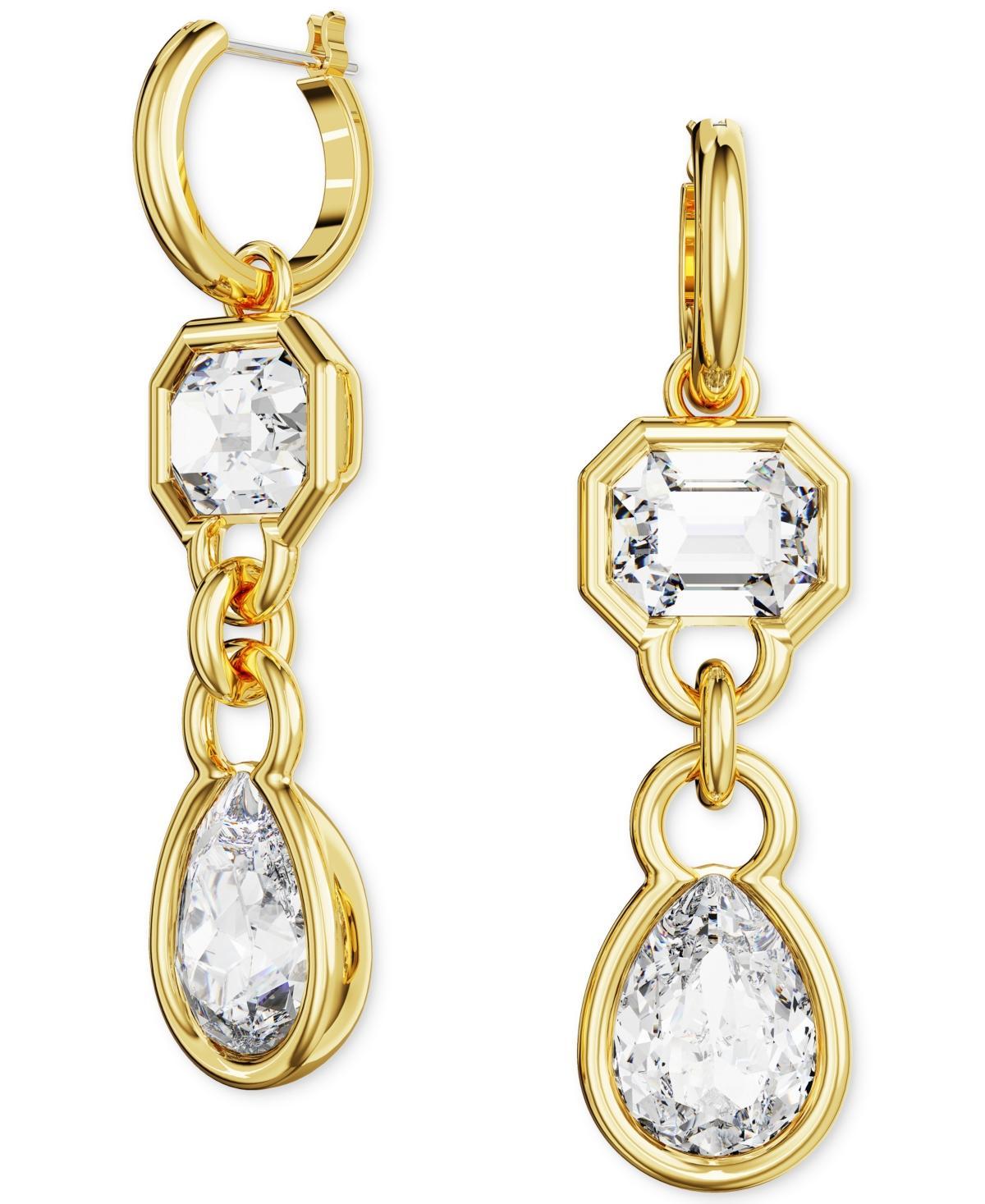 Swarovski Gold-Tone Mixed Crystal Double Charm Hoop Earrings Product Image