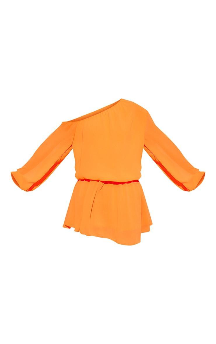 Bright Orange Chiffon One Shoulder Shift Dress Product Image