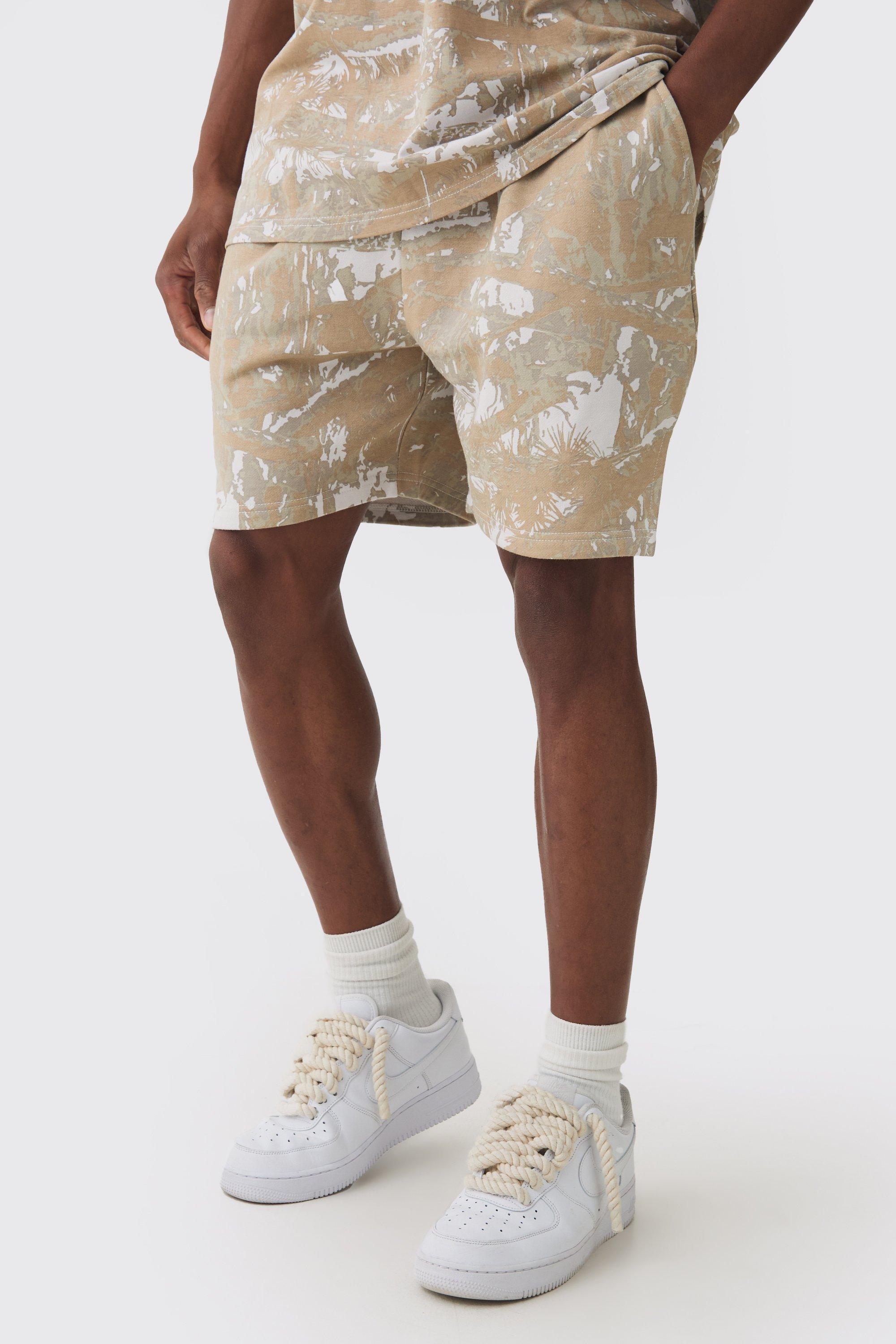 Relaxed Forest Camo Printed Shorts | boohooMAN USA Product Image