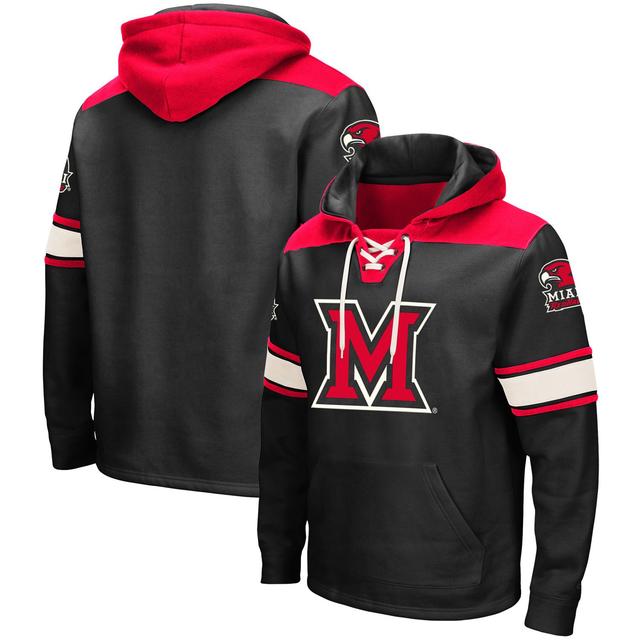 Mens Colosseum Black Miami University RedHawks 2.0 Lace-Up Pullover Hoodie Product Image
