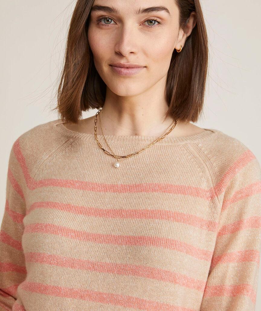 Linen Cashmere Striped Boatneck Sweater Product Image