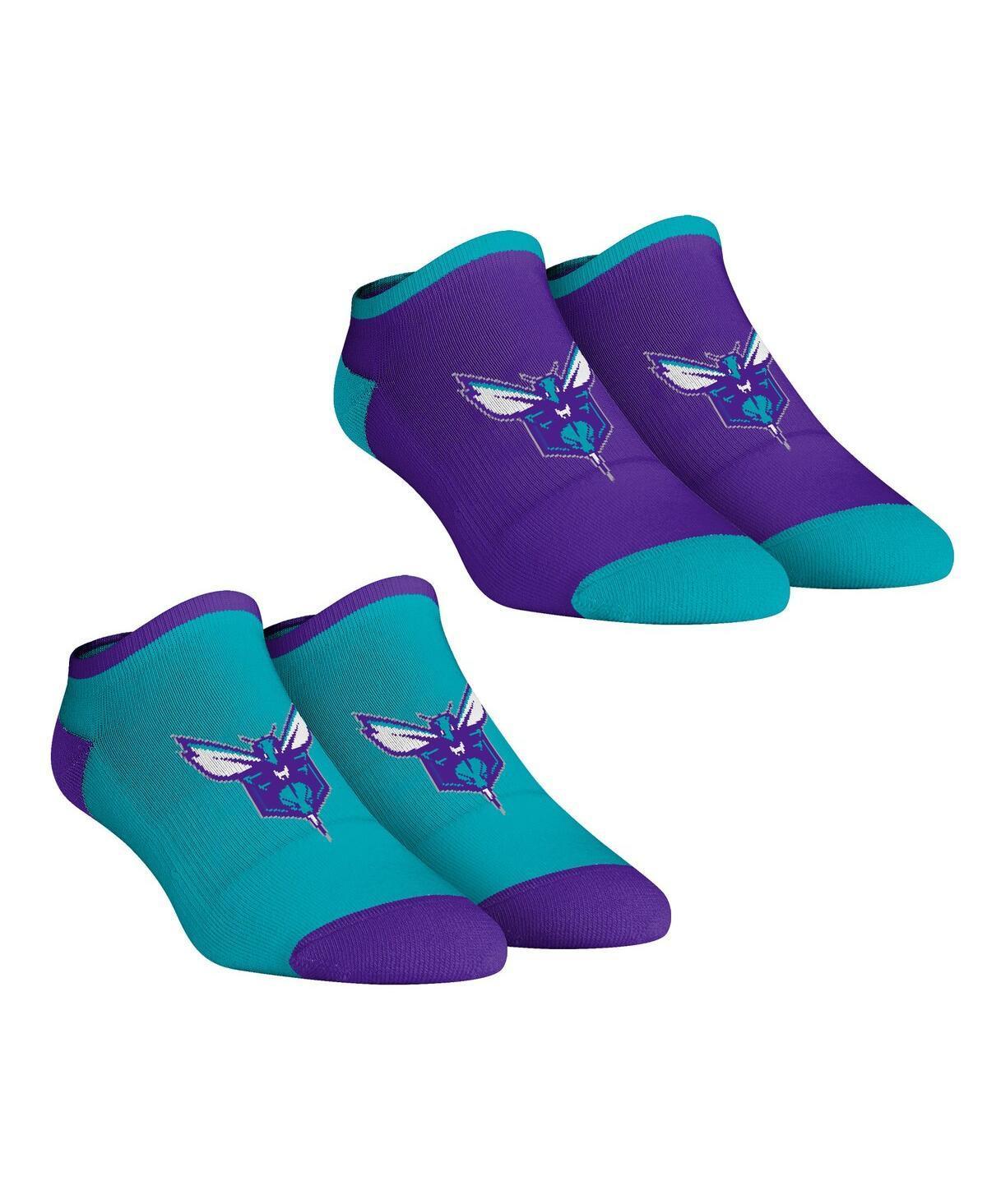 Womens Rock Em Socks Charlotte Hornets Core Team 2-Pack Low Cut Ankle Sock Set Product Image