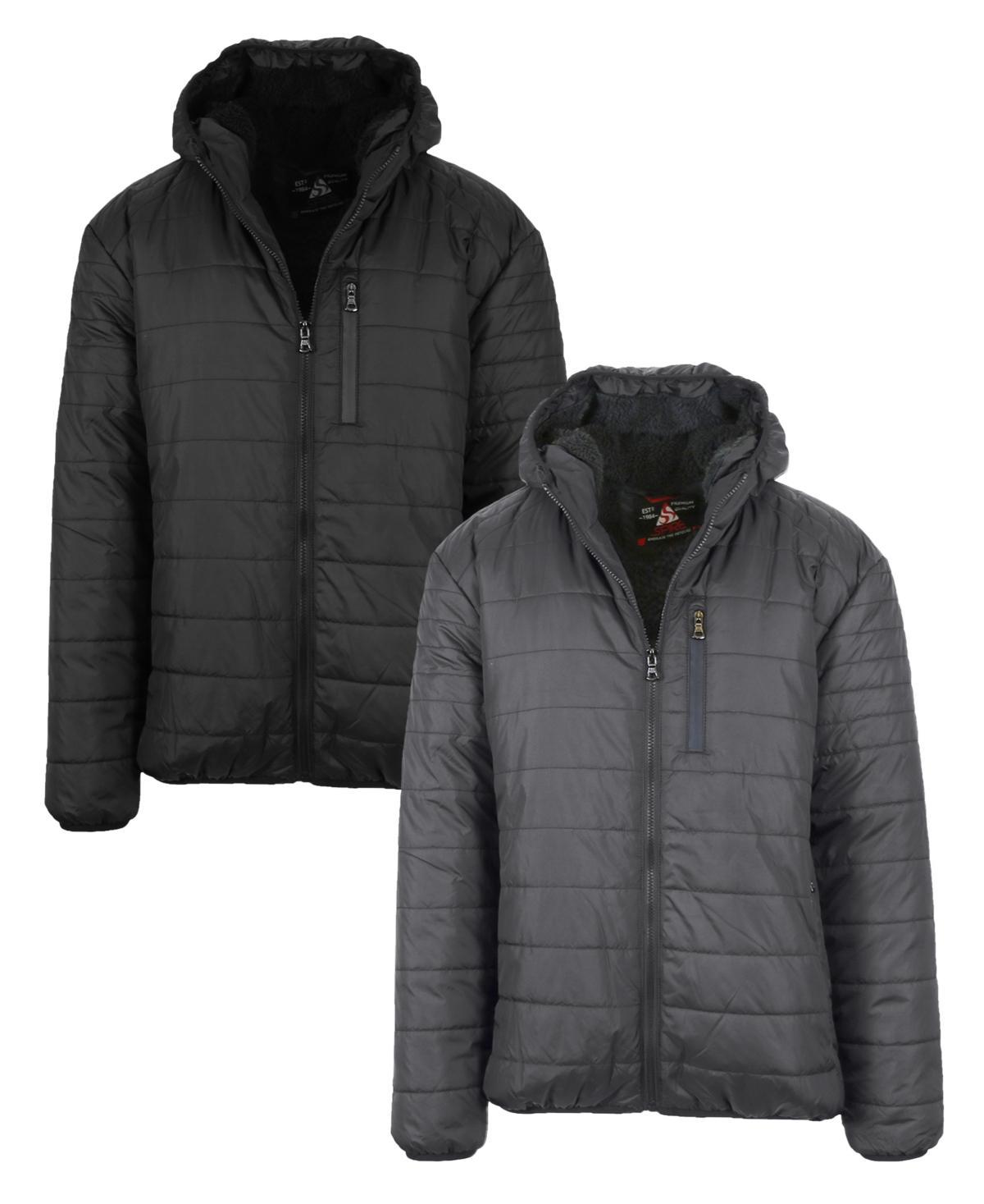 Spire By Galaxy Mens Sherpa Lined Hooded Puffer Jacket, Pack of 2 Product Image